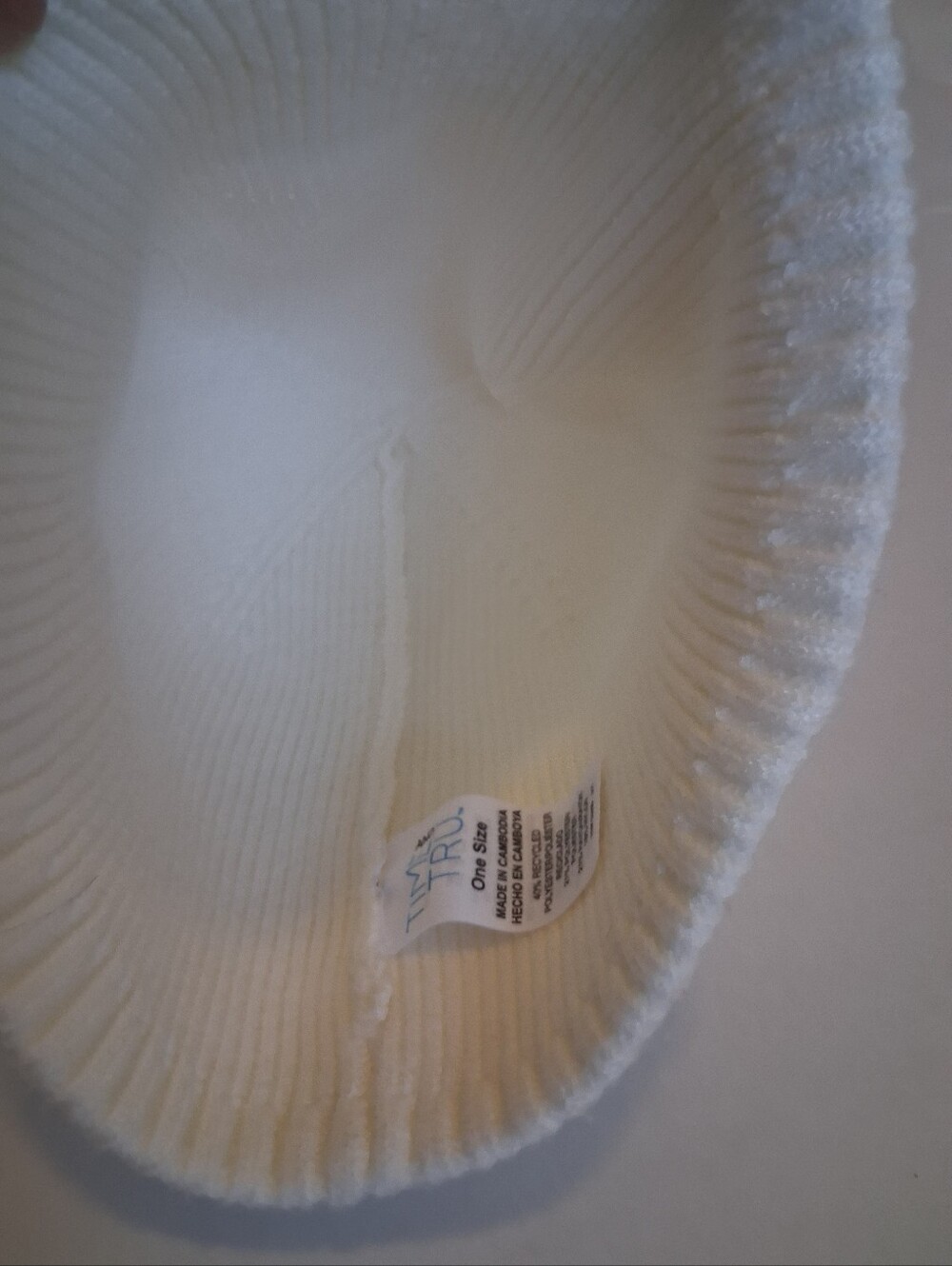 TYR Cream Ribbed Knit Beanie - Picture 3 of 4